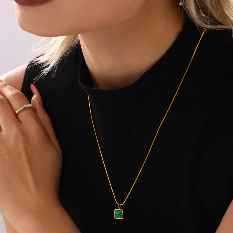 Factory Direct Supply square Stainless Steel 18k Gold-plated Necklace Waterproof Jewelry for Women