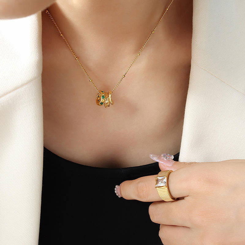 Fashion Jewelry Sets Necklace Women Insert Cubic Zircon Rings Cuban Link Chain Gold Franco Fashion Pendant Necklaces