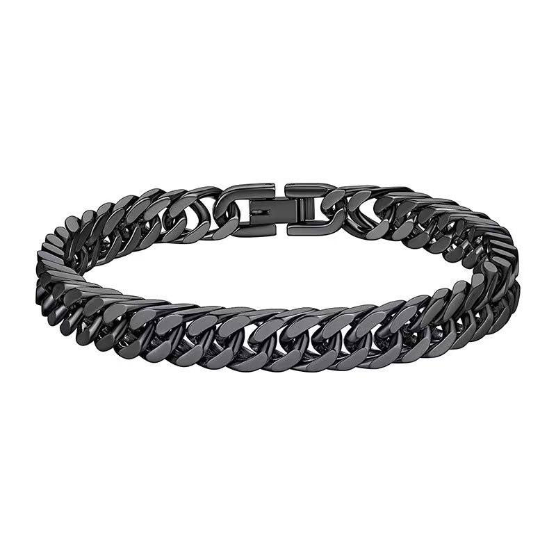 Fashion Wholesale Anti-Allergy High Polish Waterproof Silver Color Stainless Steel Cuban Link Bracelet