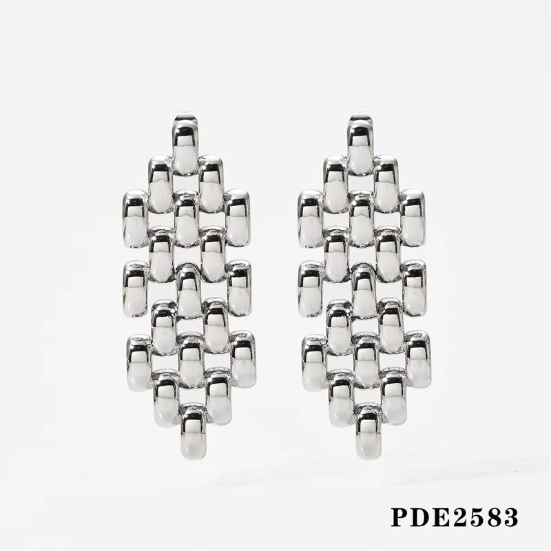 Bohemian Style Gold Plated Stainless Steel Stud Earrings Classic Women's Jewelry with Drop Watchband