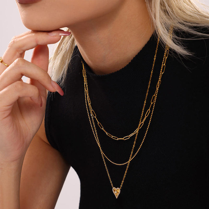 Wholesale Romantic Lover Heart Pendant Necklace for Women Fashion Stainless Steel Jewelry Mother Girl Gift