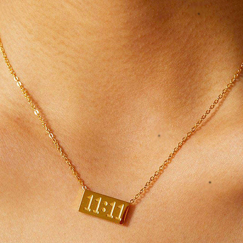 Wholesale 18K PVD Gold Plated Non-Tarnish Hypoallergenic Waterproof Custom Stainless Steel Pendant 1111 Necklaces for Women