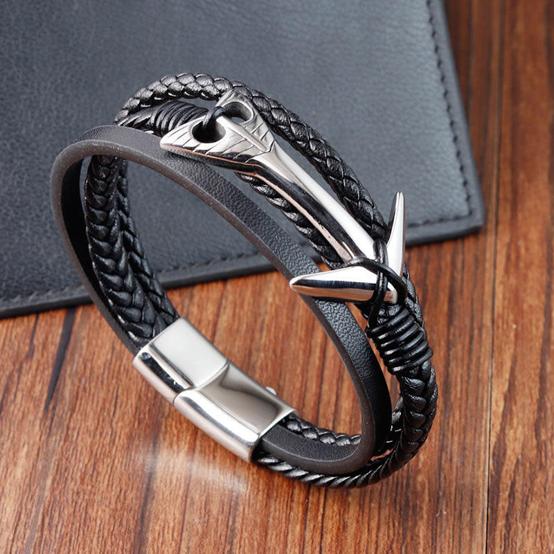 New Design Wholesale Fashion Charm Men Luxury Leather Jewelry Bracelet