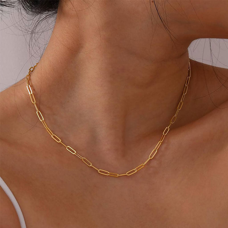 Trendy Anti Tarnish Gold Jewelry Necklace 24k Dubai Stainless Steel Chain Necklace for Women Men Girls