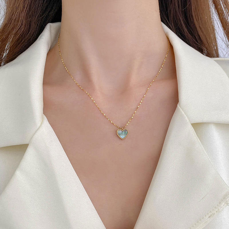 New Wholesale Custom Heart Pendant Necklace with Non-Tarnish PVD Gold Plated Stainless Steel Shell Trendy Style
