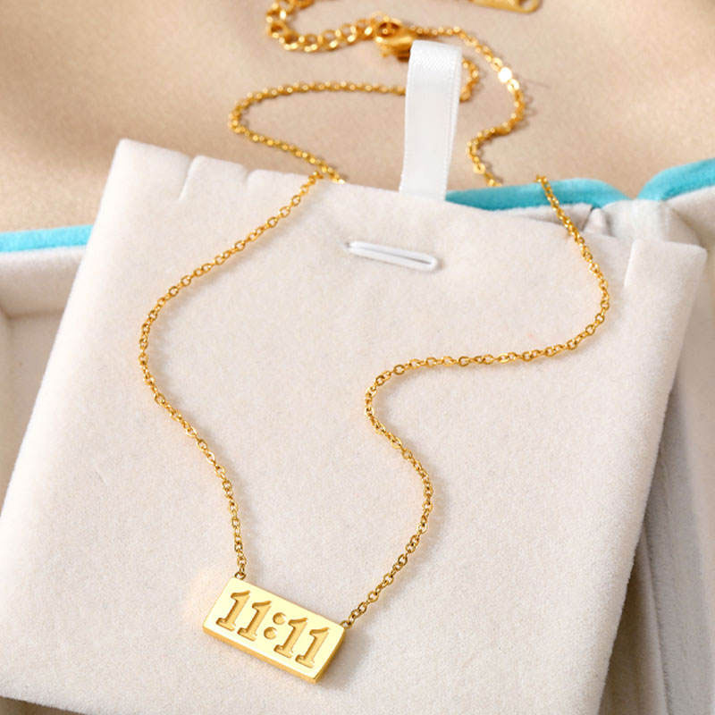 Wholesale 18K PVD Gold Plated Non-Tarnish Hypoallergenic Waterproof Custom Stainless Steel Pendant 1111 Necklaces for Women