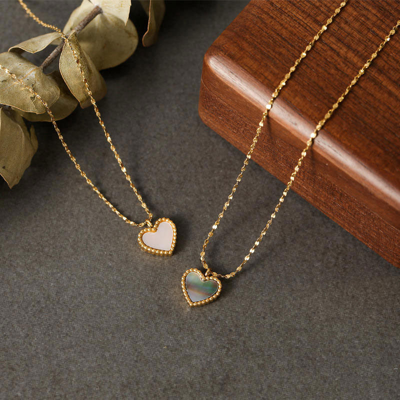 New Wholesale Custom Heart Pendant Necklace with Non-Tarnish PVD Gold Plated Stainless Steel Shell Trendy Style