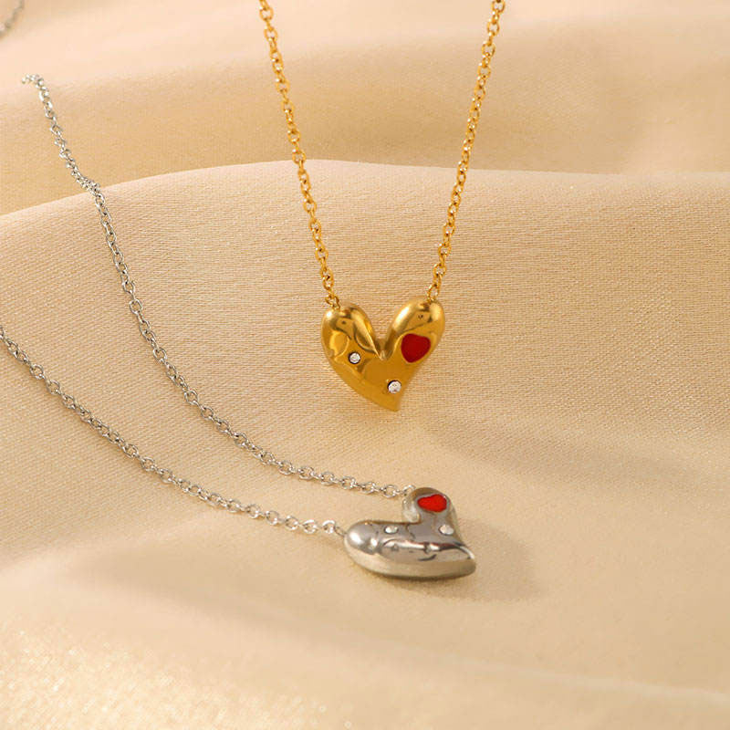 Trends 2025 Modern Unique Waterproof Anti Tarnish 316l Stainless Steel 18k Gold Heart Pendant Necklace for Women
