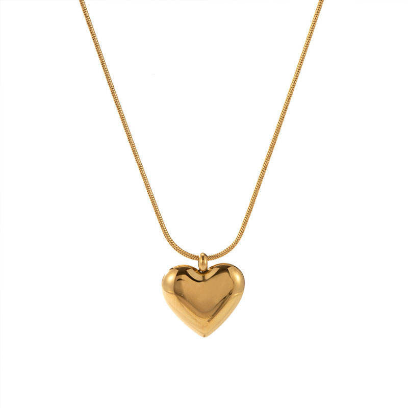 Romantic Anti Tarnish Hypoallergenic Dubai Stainless Steel 14k 18k Gold Plated Bridal Fine Heart Pendant Necklace for Women
