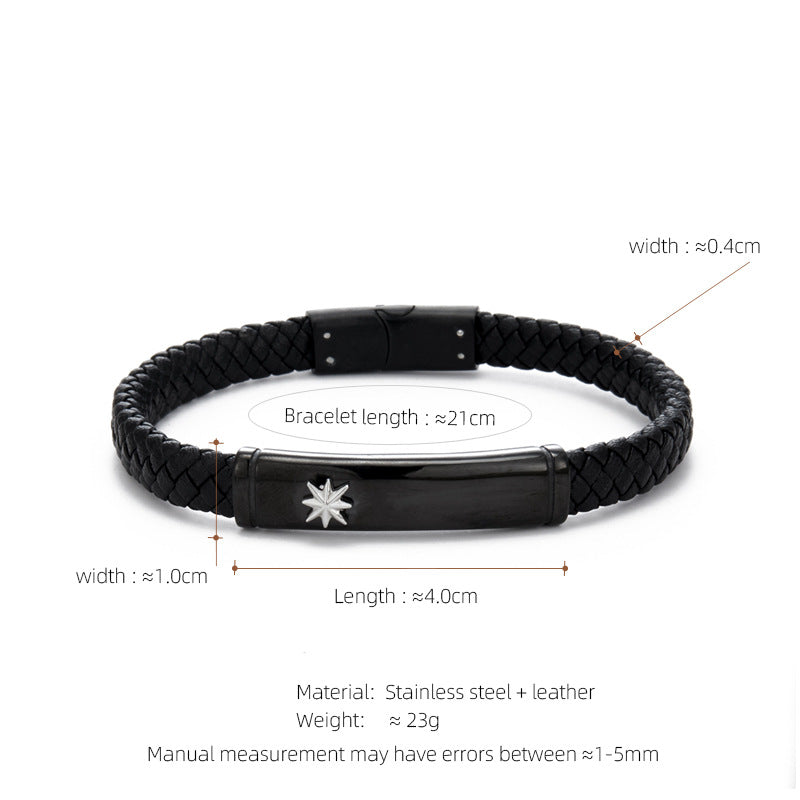 Leather & Steel Men's Bracelet