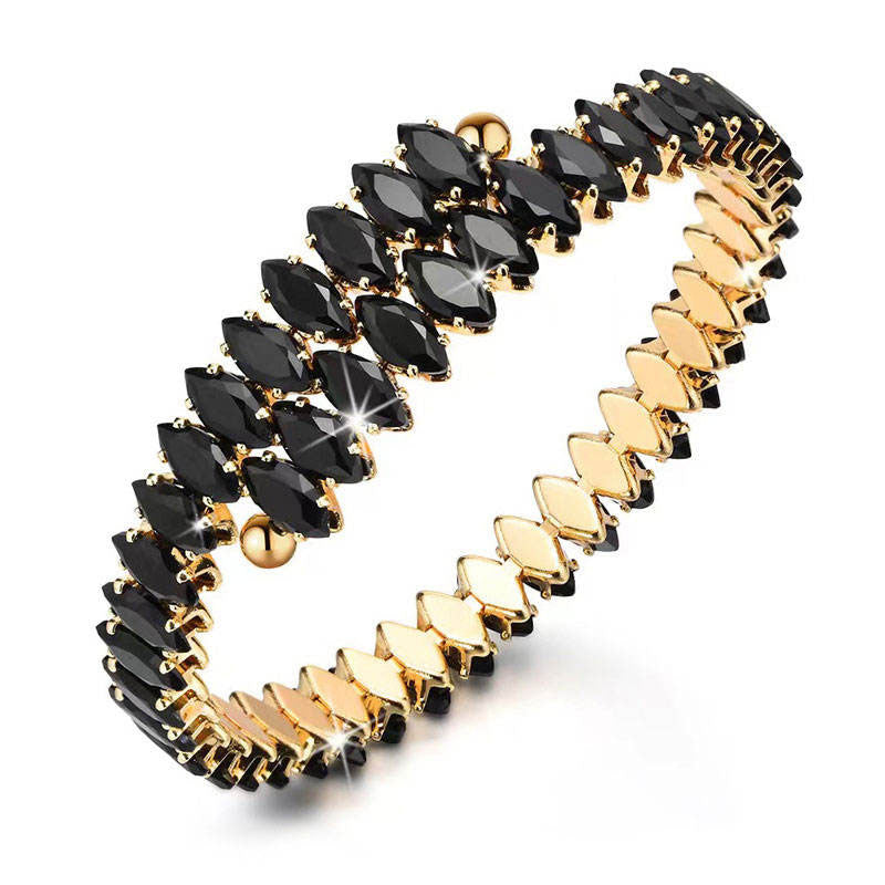 Water Proof Chunky Real Solid Gold Hinged Bangles Stainless Steel Anti Tarnish Jewelry Zircon Bangles for Women
