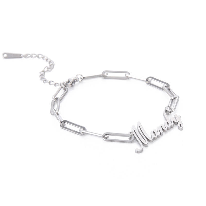 18k Gold Plated Hypoallergenic High Quality Fashion Wholesale Mirror Polish Stainless Steel Custom Name Bracelet for Women