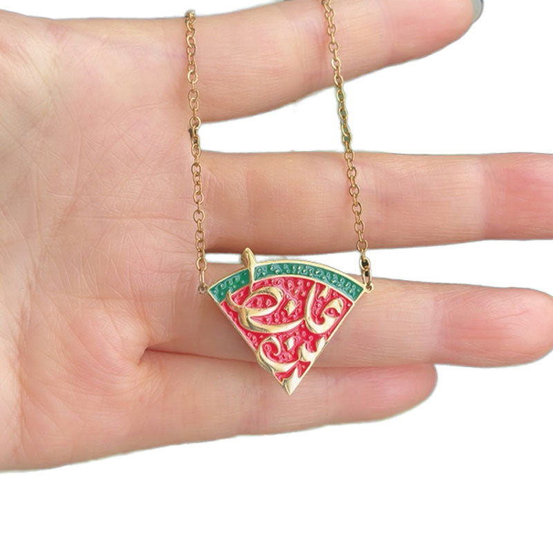 18K Gold Plated Watermelon Pendant Necklace Trendy Fashion for Men/Women Stainless Steel Hypoallergenic Non-Tarnish Wholesale