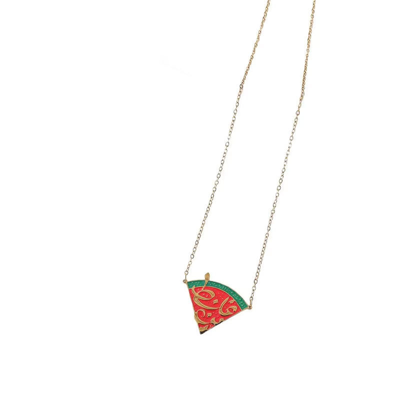 18K Gold Plated Watermelon Pendant Necklace Trendy Fashion for Men/Women Stainless Steel Hypoallergenic Non-Tarnish Wholesale