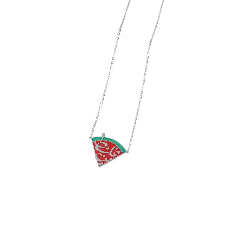 18K Gold Plated Watermelon Pendant Necklace Trendy Fashion for Men/Women Stainless Steel Hypoallergenic Non-Tarnish Wholesale