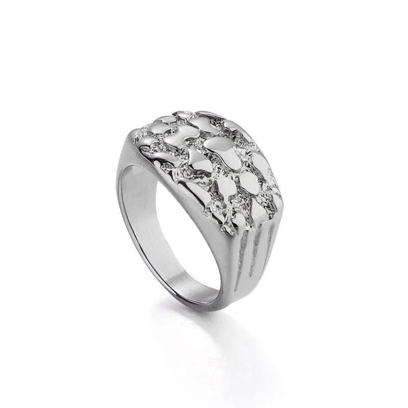Trendy Wholesale Custom Adjustable 18K PVD Gold Plated Stainless Steel Hip Hop Rings for Men Women Boy