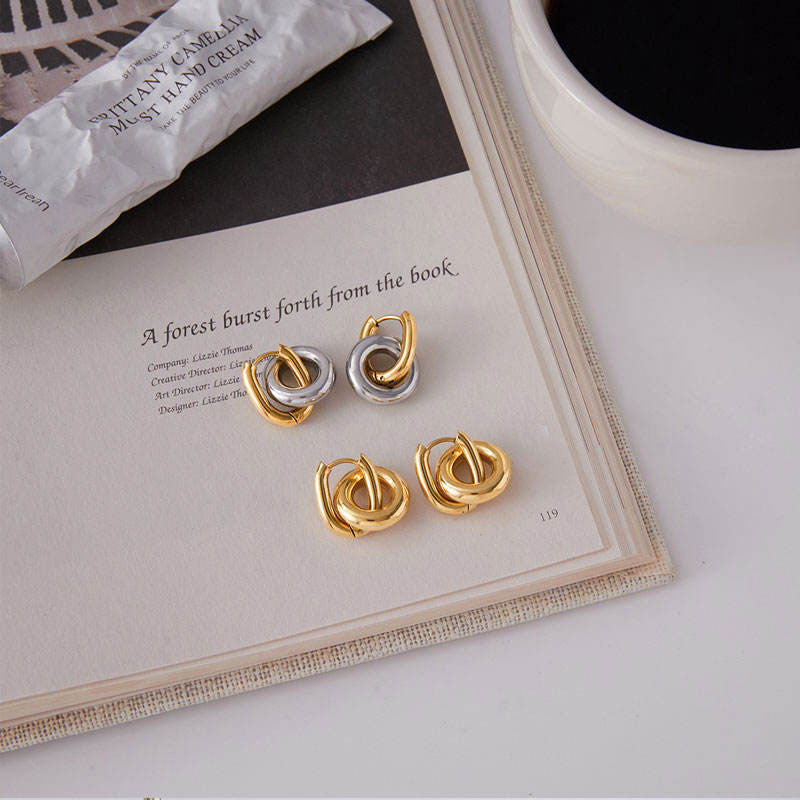 Anti Tarnish Designer Wholesale 18K Gold Jewelry Korean Stainless Steel Fashion Hoop Earrings With a Pendant for Women
