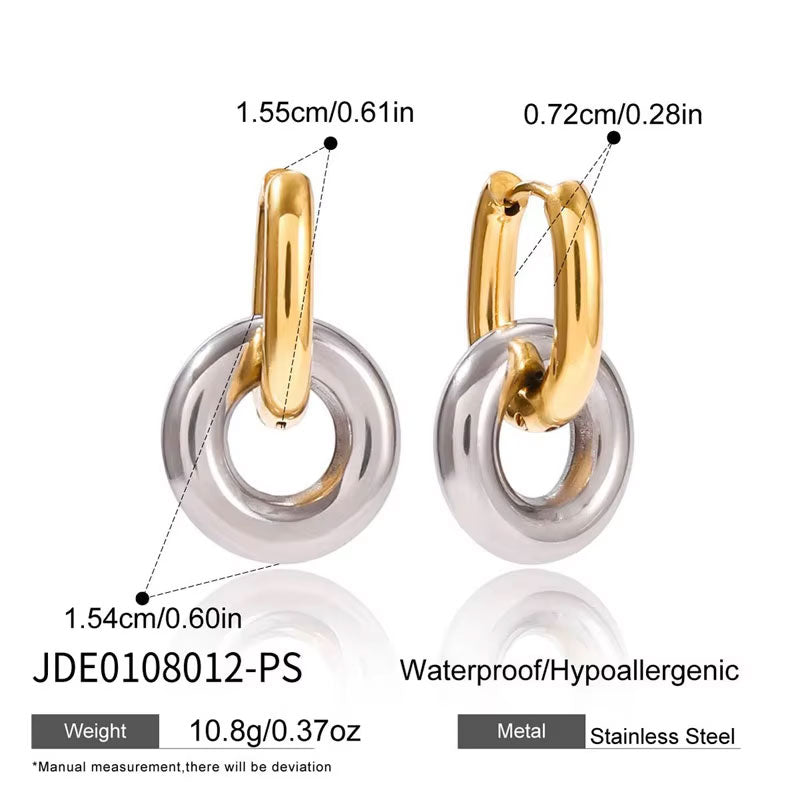 Anti Tarnish Designer Wholesale 18K Gold Jewelry Korean Stainless Steel Fashion Hoop Earrings With a Pendant for Women