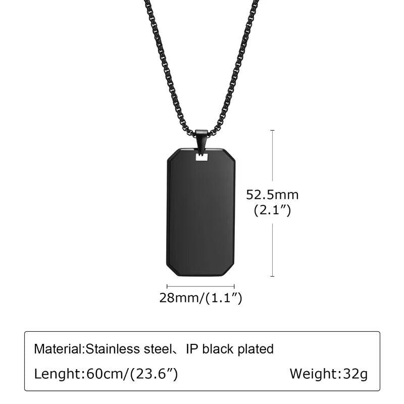 Sport Custom Long Charm Necklace Jewelry Stainless Steel Non Tarnish Military Necklace for Men