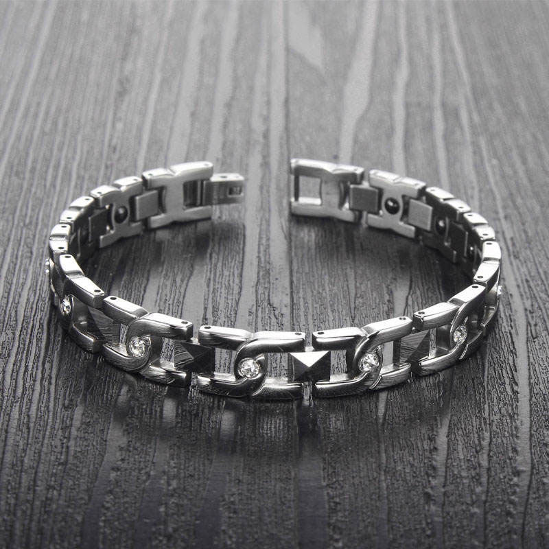 Custom Anti Tarnish Hypoallergenic Silver Plated Stainless Steel Men's Women's Luxury Diamond Braceletes for Men Women Children