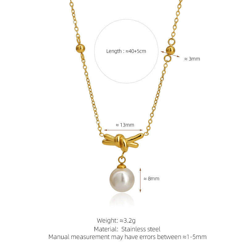 Korean Elegant Stainless Steel Necklace with Pendant Fashion 14K Solid Gold Tiny Pearls Necklace for Women Girls No reviews yet 62 sold #13 hot selling in Fash