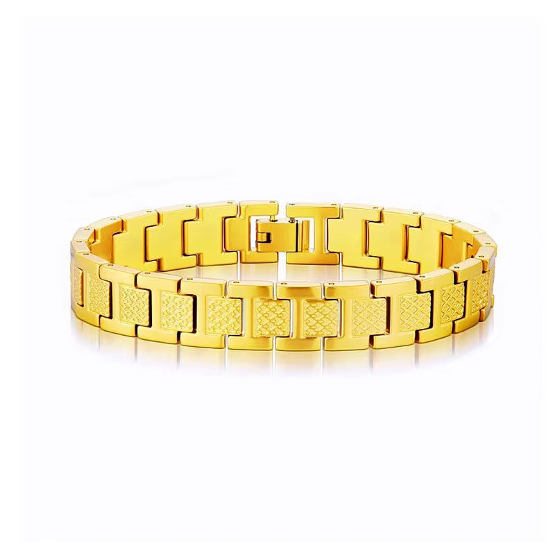 Trendy Custom Luxury Anti Tarnish Solid 14k 18k Gold Stainless Steel Braceletes for Men Women