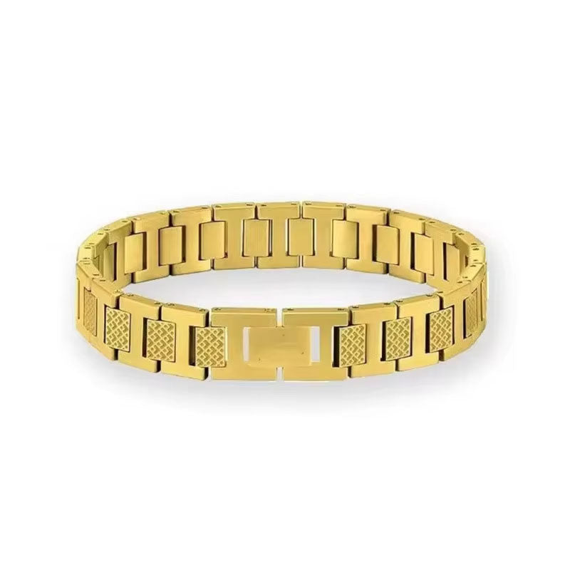 Trendy Custom Luxury Anti Tarnish Solid 14k 18k Gold Stainless Steel Braceletes for Men Women