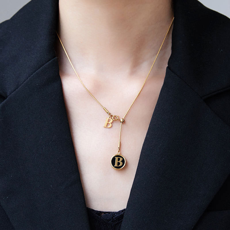 European American 18K Gold Plated Stainless Steel Tassel Necklace for Women Simple Personalized Collarbone Chain Wedding Party