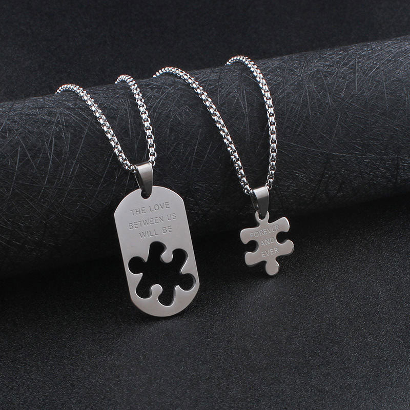 New Wholesale Tarnish Free High Polish Stainless Steel Friendship Puzzle Piece Pendant Necklace