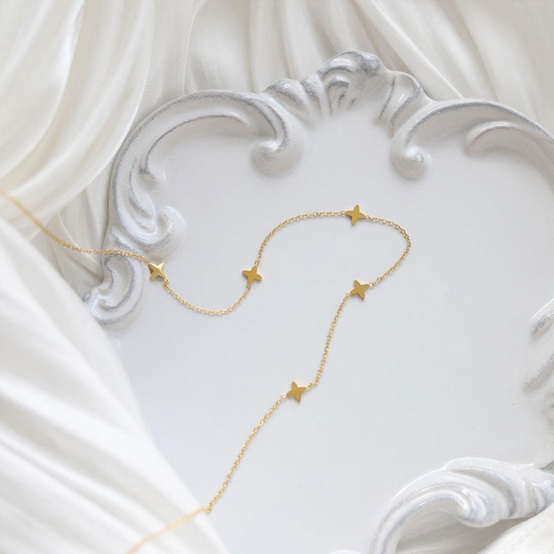 Wholesale Simple Four-Pointed Star 18k Gold Plated Necklace Stainless Steel Chains Chokers Fashion Jewelry Necklace for Women