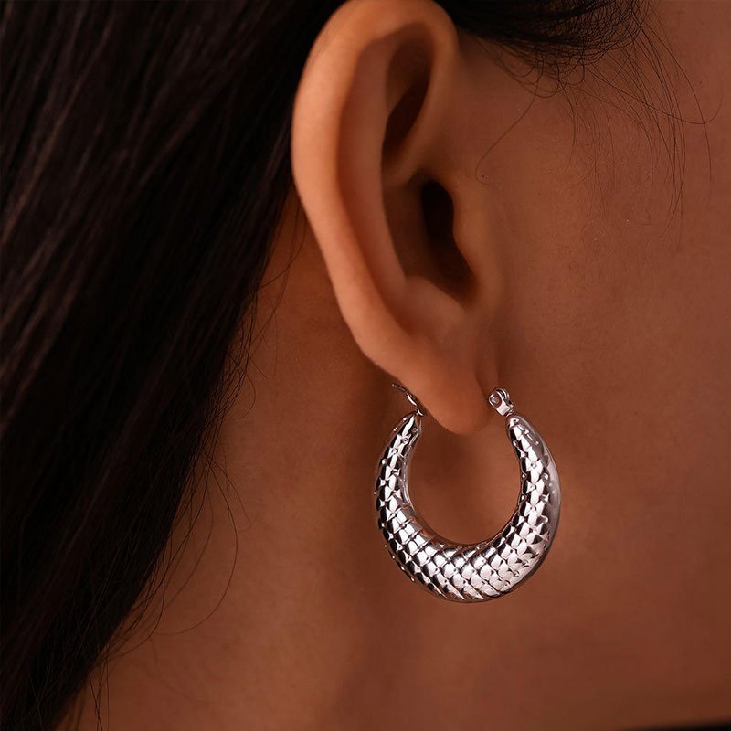 Allergenic Stainless Steel Retro Design Hoop Earrings Irregular Geometry Hoop Earrings High Quality Women's Earrings