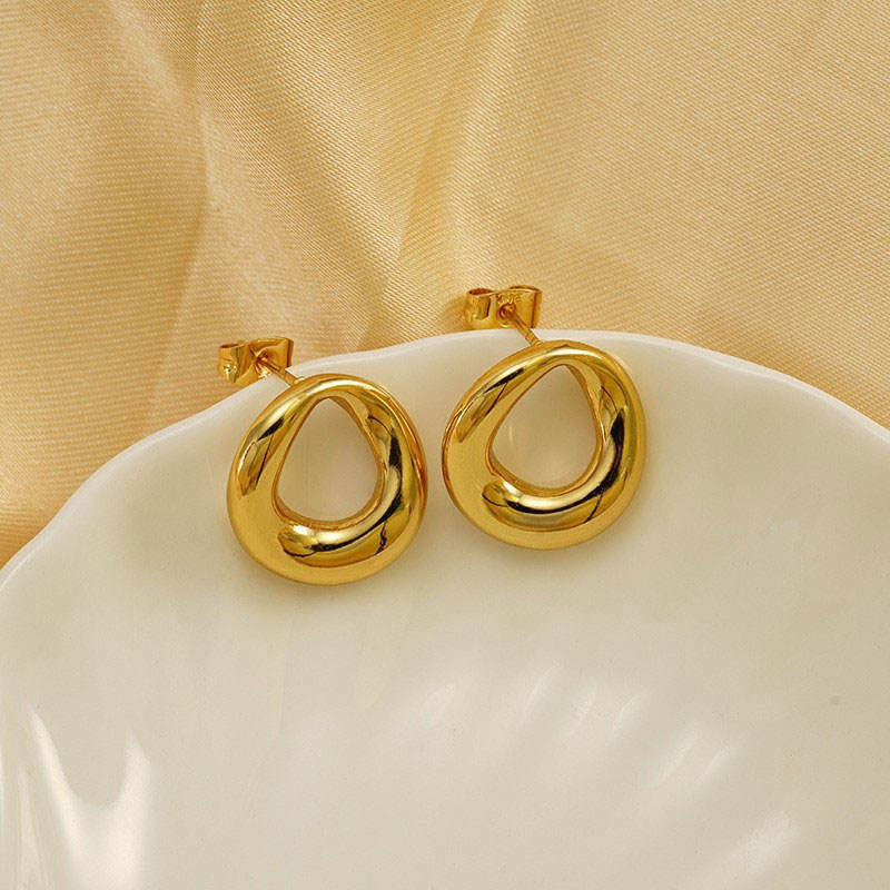 Trendy Hypoallergenic Wholesale Stainless Steel PVD Brand Stud Earrings Jewelry for Women