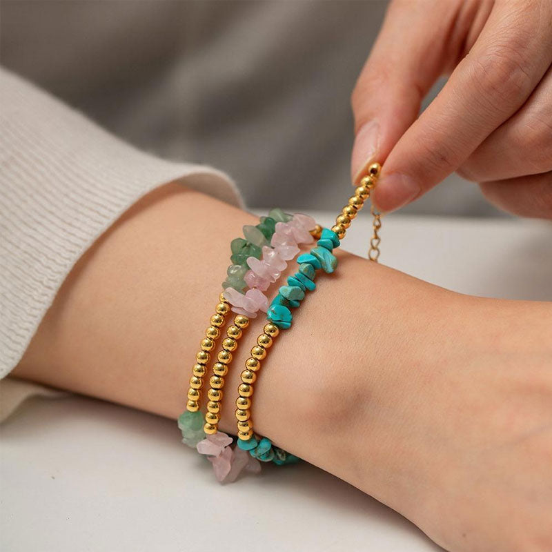 18K Gold-plated Natural Stone Bracelet Stainless Steel Non Fading Bracelet Women's Jewelry