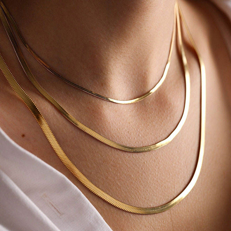 Trendy Anti Tarnish Hypoallergenic Wholesale Stainless Steel Custom 14k 18k Solid Filled Gold Chain for Women
