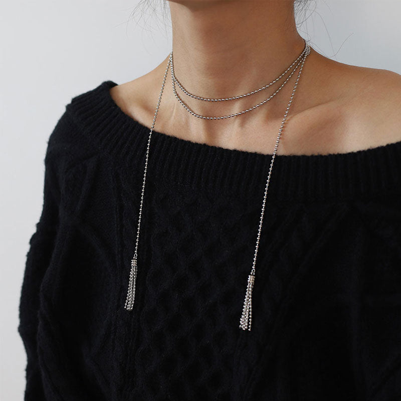 Waterproof Tarnish Free Hypoallergenic Unique Design Women's Stainless Steel Vintage Tassel Necklace