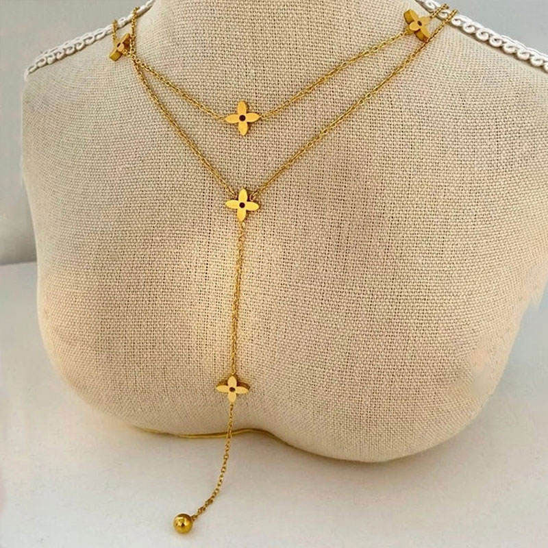 Trendy Anti Tarnish Gold Necklace 18K Real Stainless Steel Fine Jewelry Fashion Layered Necklaces for Women