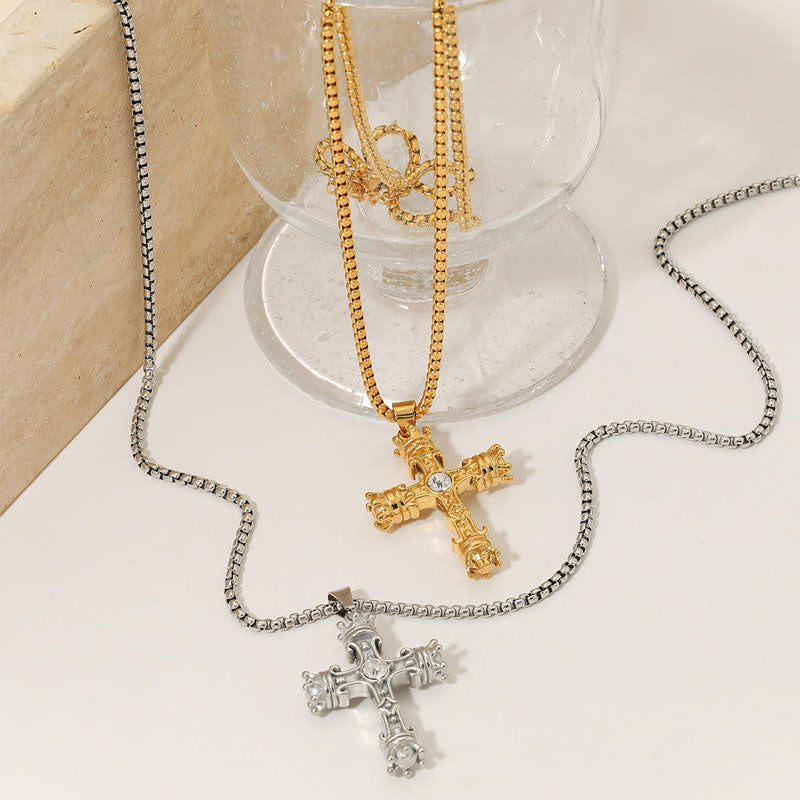 Trendy Stainless Steel Necklace with Pendant Fashion 14K Solid Goldc for Women Men Girls