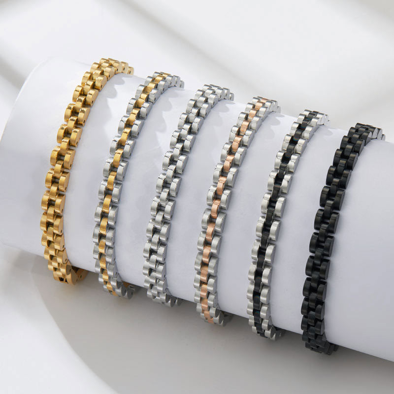 Women's Classic Fashion Multi-Color Stainless Steel Bracelet 6mm Gold Silver Electroplated Watch Strap for Parties Gift Ideas