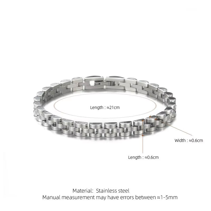 Women's Classic Fashion Multi-Color Stainless Steel Bracelet 6mm Gold Silver Electroplated Watch Strap for Parties Gift Ideas