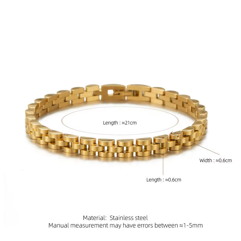 Women's Classic Fashion Multi-Color Stainless Steel Bracelet 6mm Gold Silver Electroplated Watch Strap for Parties Gift Ideas