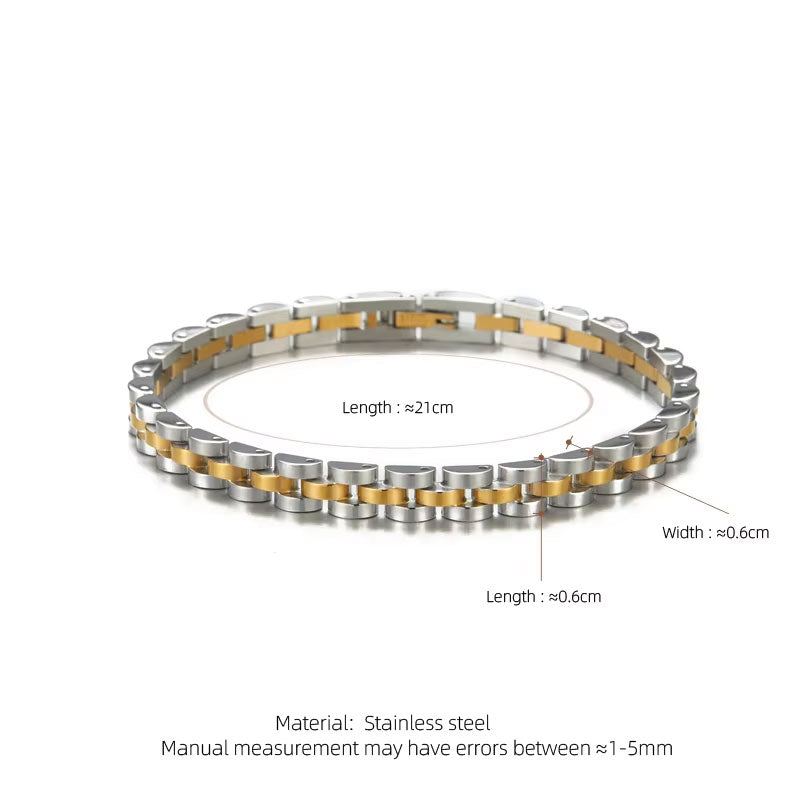 Women's Classic Fashion Multi-Color Stainless Steel Bracelet 6mm Gold Silver Electroplated Watch Strap for Parties Gift Ideas