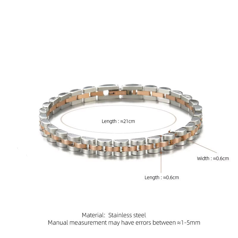 Women's Classic Fashion Multi-Color Stainless Steel Bracelet 6mm Gold Silver Electroplated Watch Strap for Parties Gift Ideas