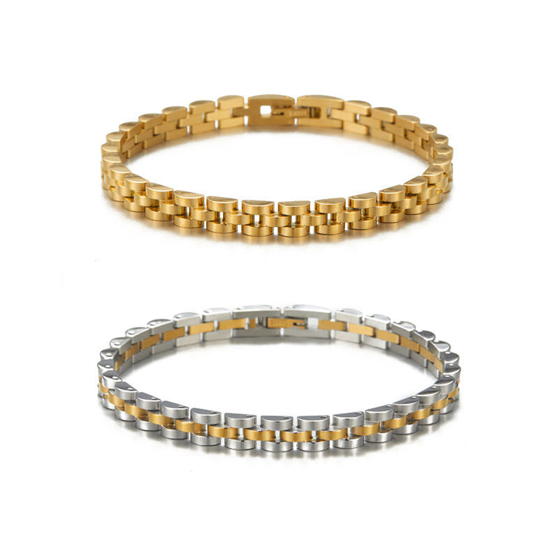 Women's Classic Fashion Multi-Color Stainless Steel Bracelet 6mm Gold Silver Electroplated Watch Strap for Parties Gift Ideas