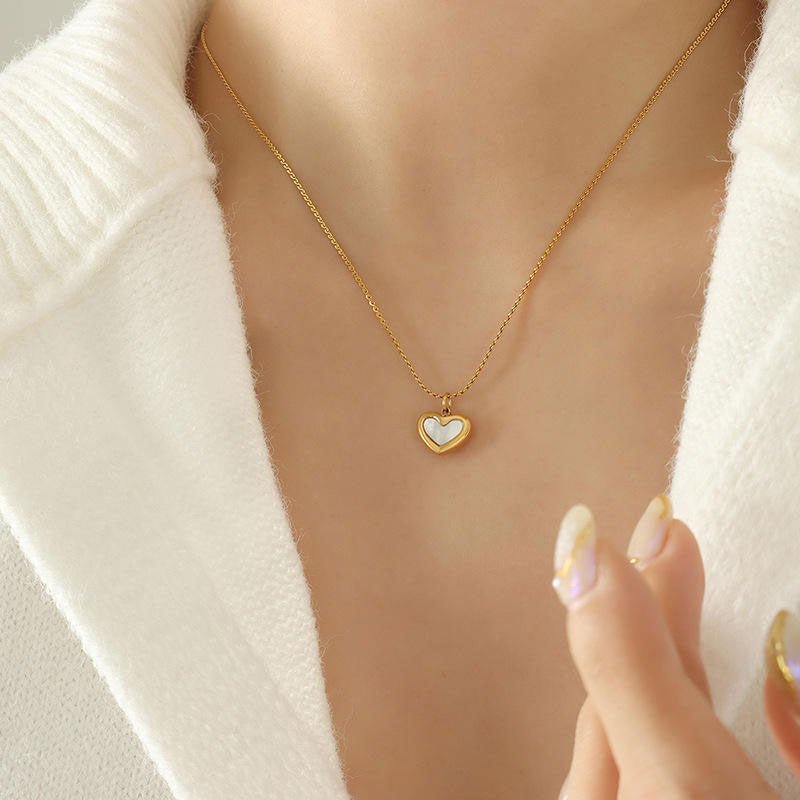Trendy Anti Tarnish Gold Necklace 18K Real Stainless Steel Shell Heart Luxury Necklace Set for Women Girls