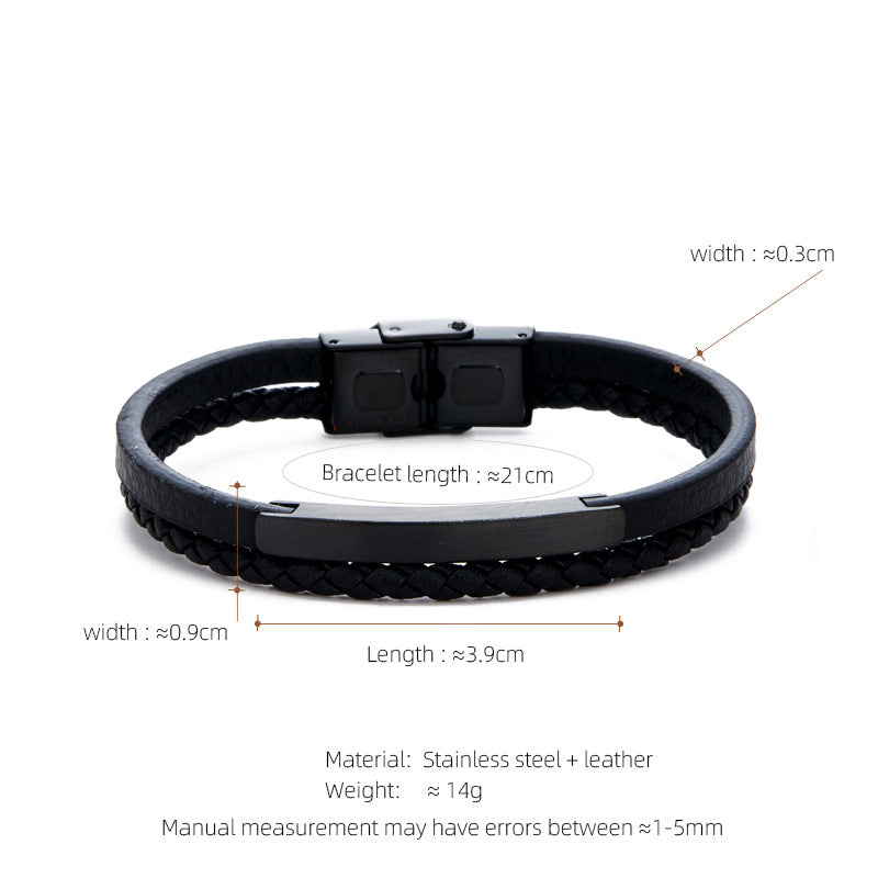 Leather & Steel Men's Bracelet
