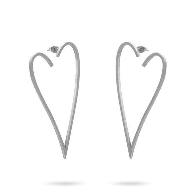 18k Gold Plated Wholesale Custom Engraving Trendy Style Hollow Heart Simple Stainless Steel Studs Earringsfor Women