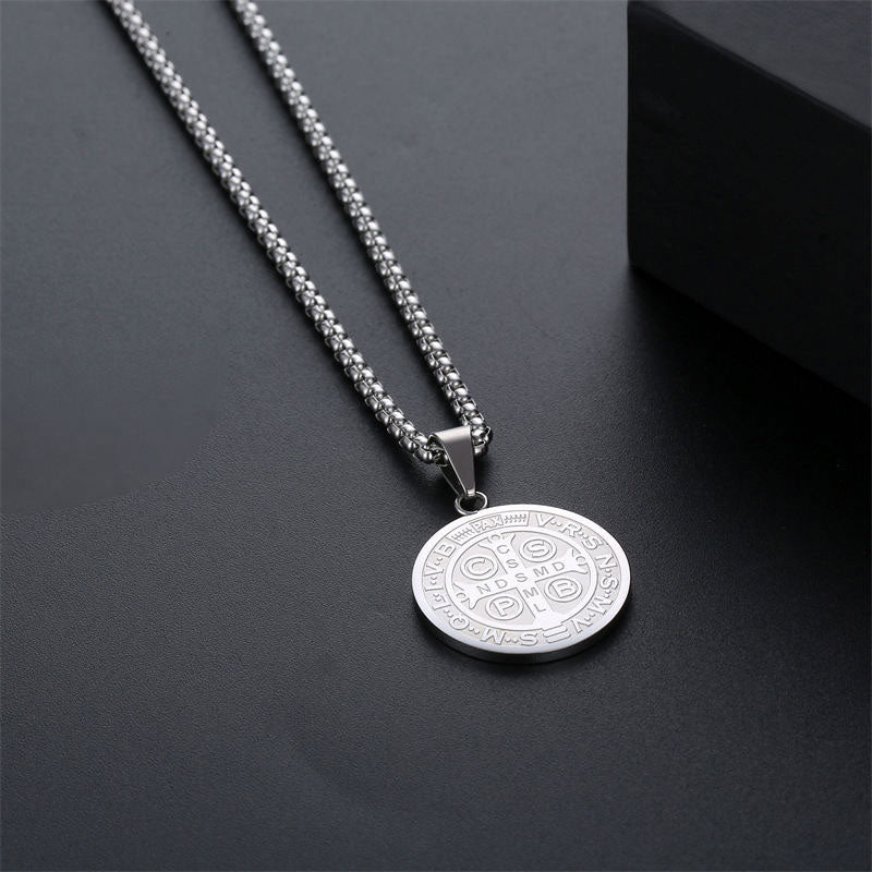 Religious Stainless Steel Scapular Necklace with 14K Solid Gold Pendant Fashion Necklaces for Women Men Girls