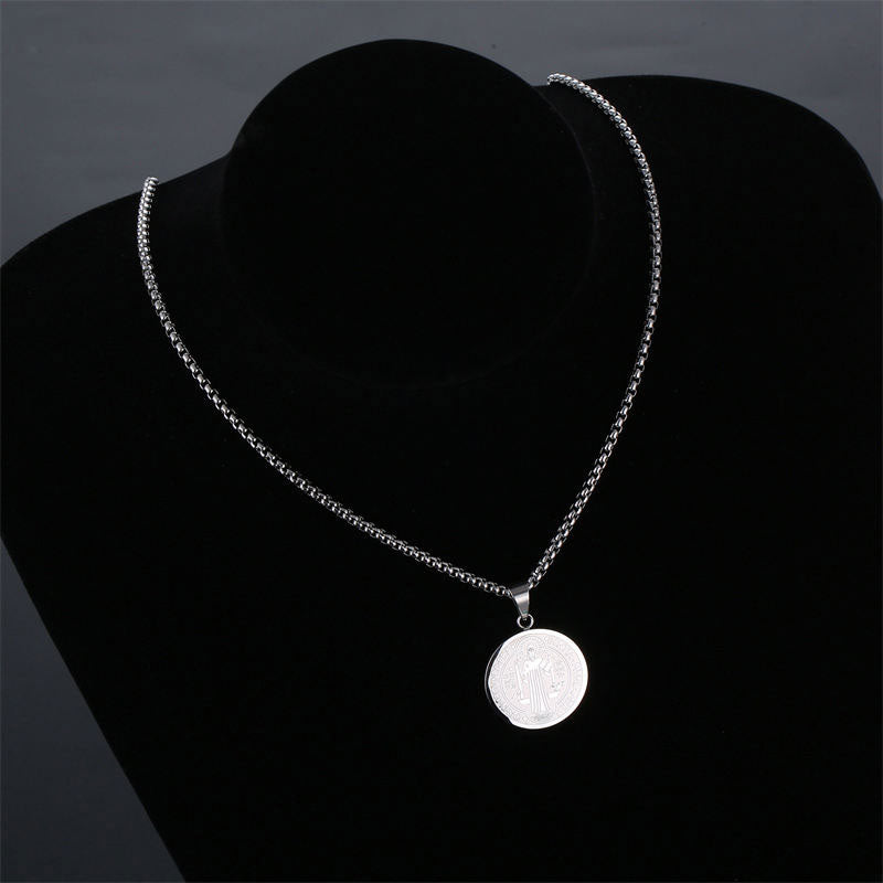 Religious Stainless Steel Scapular Necklace with 14K Solid Gold Pendant Fashion Necklaces for Women Men Girls