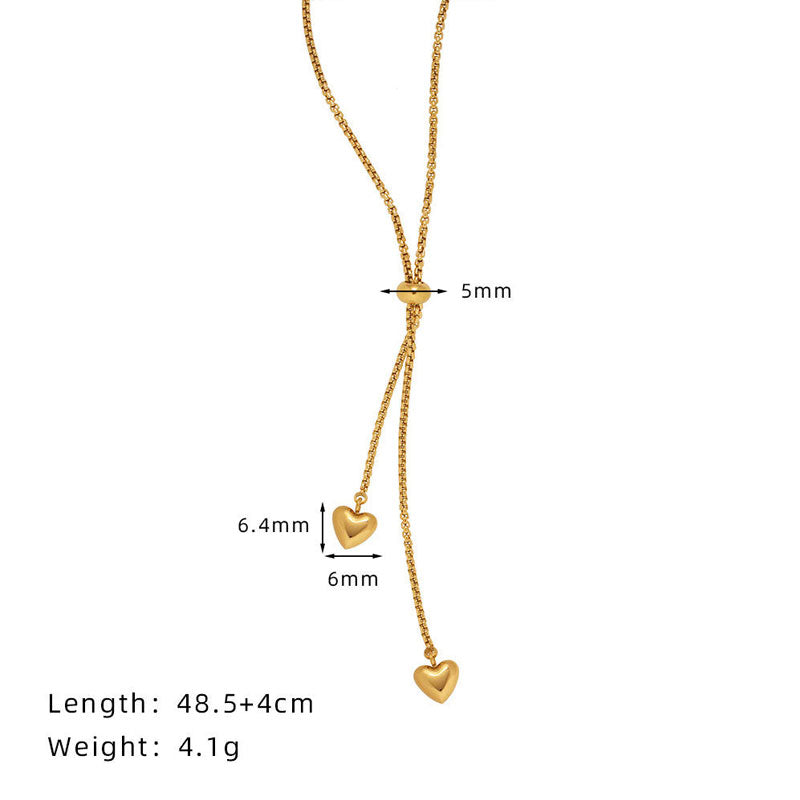 Korean Elegant Stainless Steel Necklace with Pendant Fashion 14K Solid Gold Long Styles Tassel Necklace for Women Girls