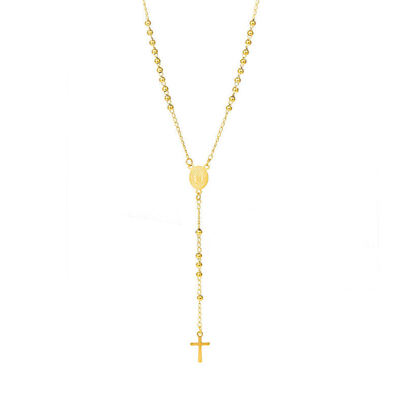 Customized Stainless Steel Fashionable Round Bead Necklace Stainless Steel Dainty Cross Pendant Necklace for Women